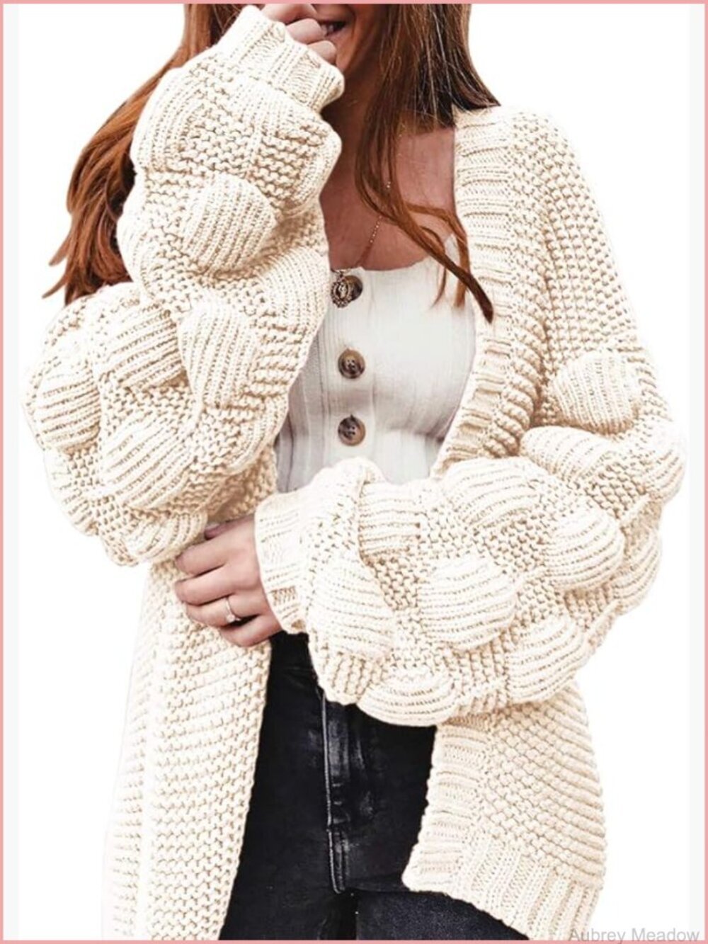 Oversized Chunky Knit Open Front Cardigan Wrap Long Sleeve Fall